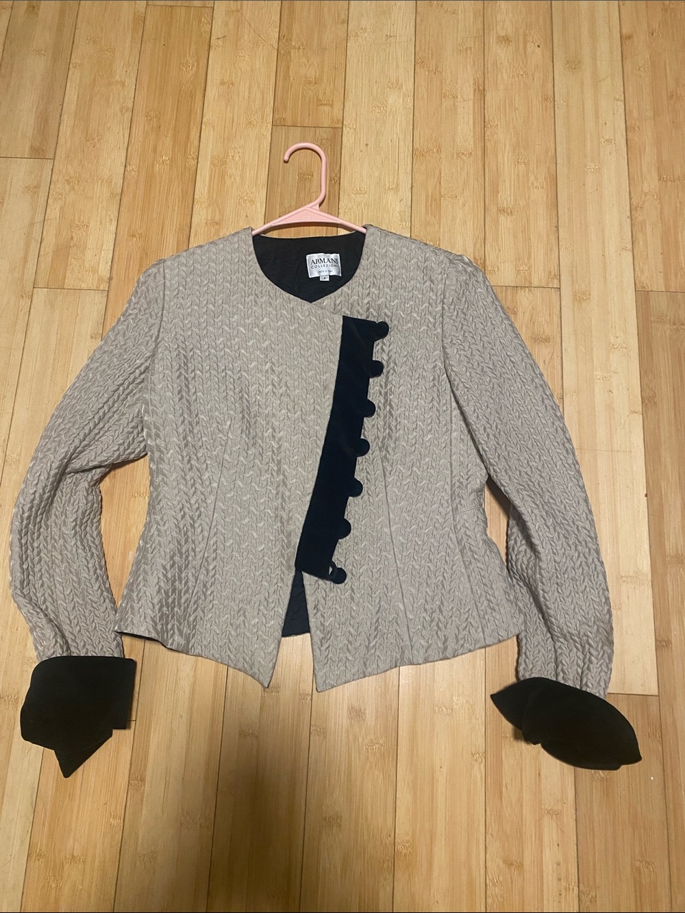 Armani Collezioni Cream Knit Jacket with Black Accents